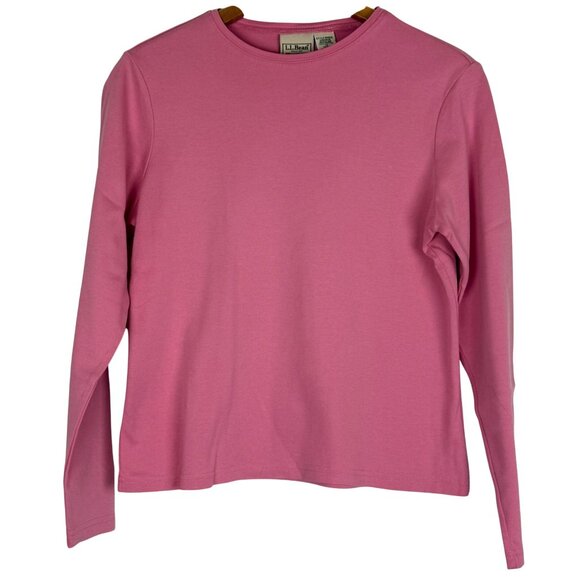 L.L. Bean Women’s Long Sleeve Tee XS Pink Pima Cotton Crewneck Top Casual Soft - Picture 1 of 7